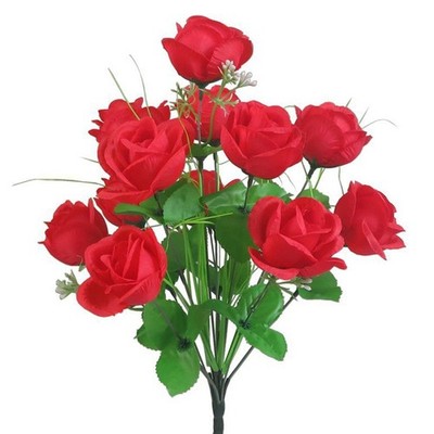 Floral Decor Artificial Rose Bouquet with 12 Full Bloom Heads for Any Occasion