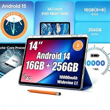 Callsky 14 inch Tablet Android 15 16GB RAM 256GB ROM 1920x1200 for Work Study US