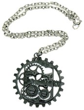Steampunk Dark Metal Gear Costume Pendant Necklace One Size