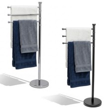 Freestanding Towel Rack 87cm Stainless Steel Stand 3 Swivel Arms Weighted Base