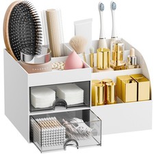 Makeup Organizer with 2 Drawers, Makeup Organizers Countertop for Vanity and Bat