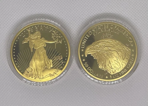 2x American Lady Liberty 2024-Eagle .24k Gold Plated Coin (1 oz)  Ships from USA