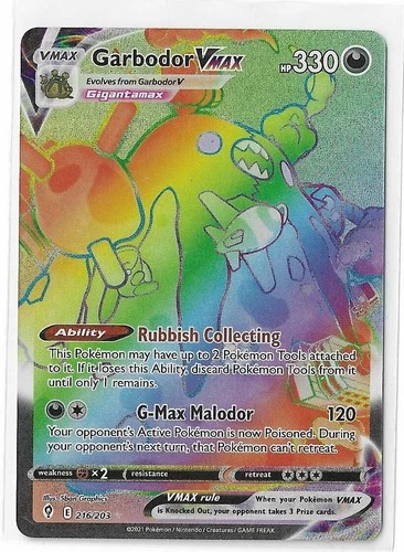 Garbodor VMAX 216/203 Pokemon Evolving Skies Sword Shield Secret Rare NM