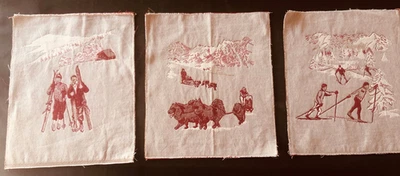 3 Coupons tissu tapisserie motif ski & montagne pour créations textiles 30/24 cm - Photo 1/4