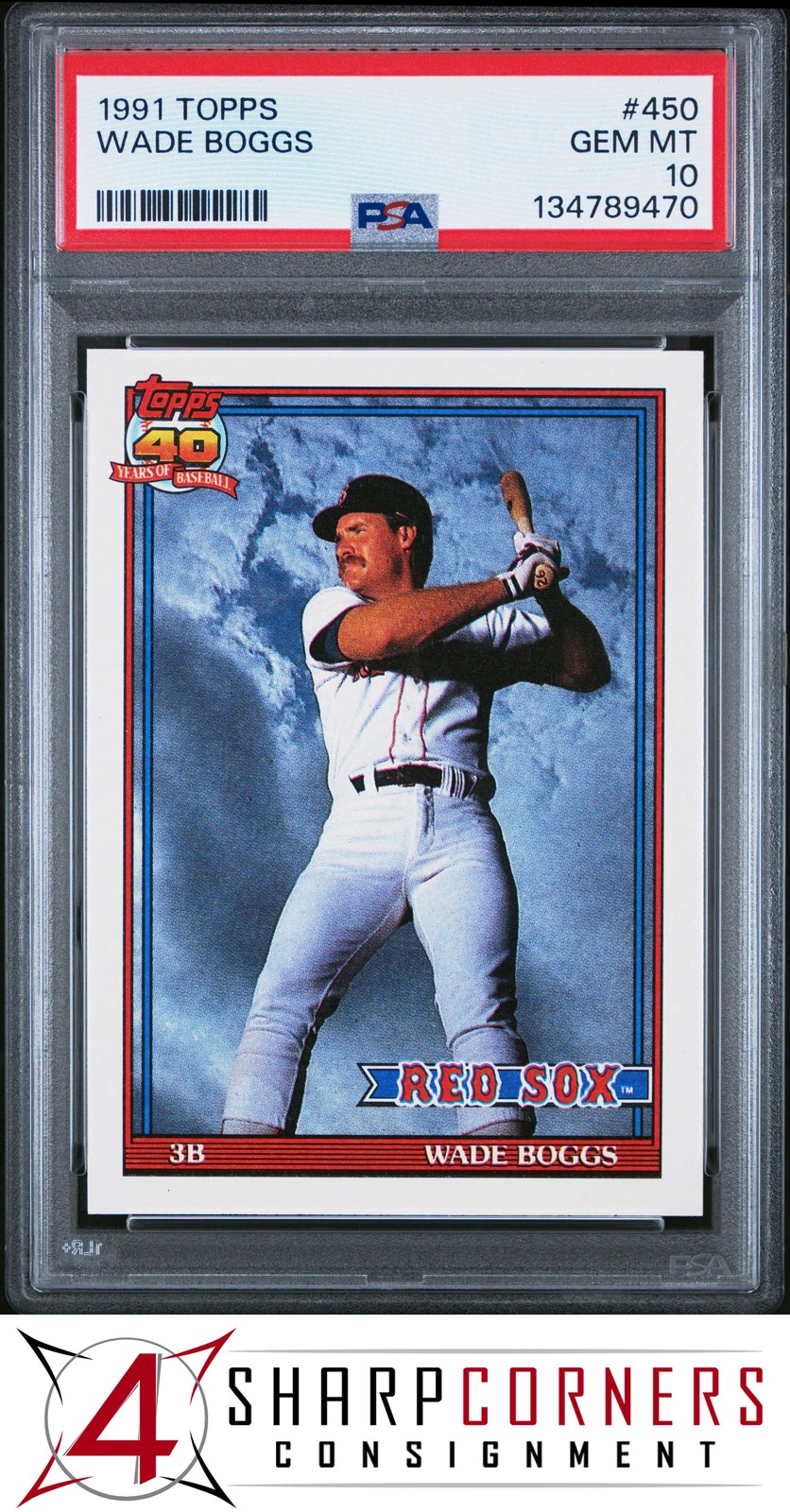 1991 TOPPS #450 WADE BOGGS RED SOX HOF PSA 10