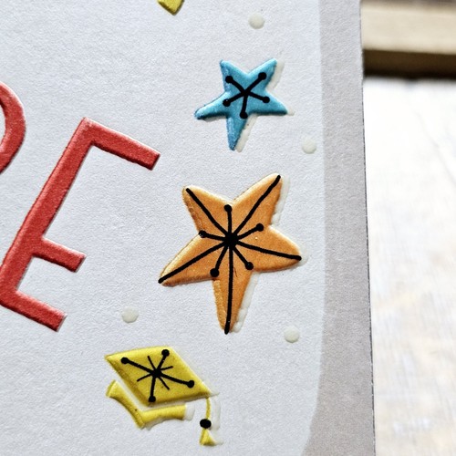 Hallmark Abschluss Grußkarte 6x8 tolle bunte geprägte Sterne - Bild 6 von 10