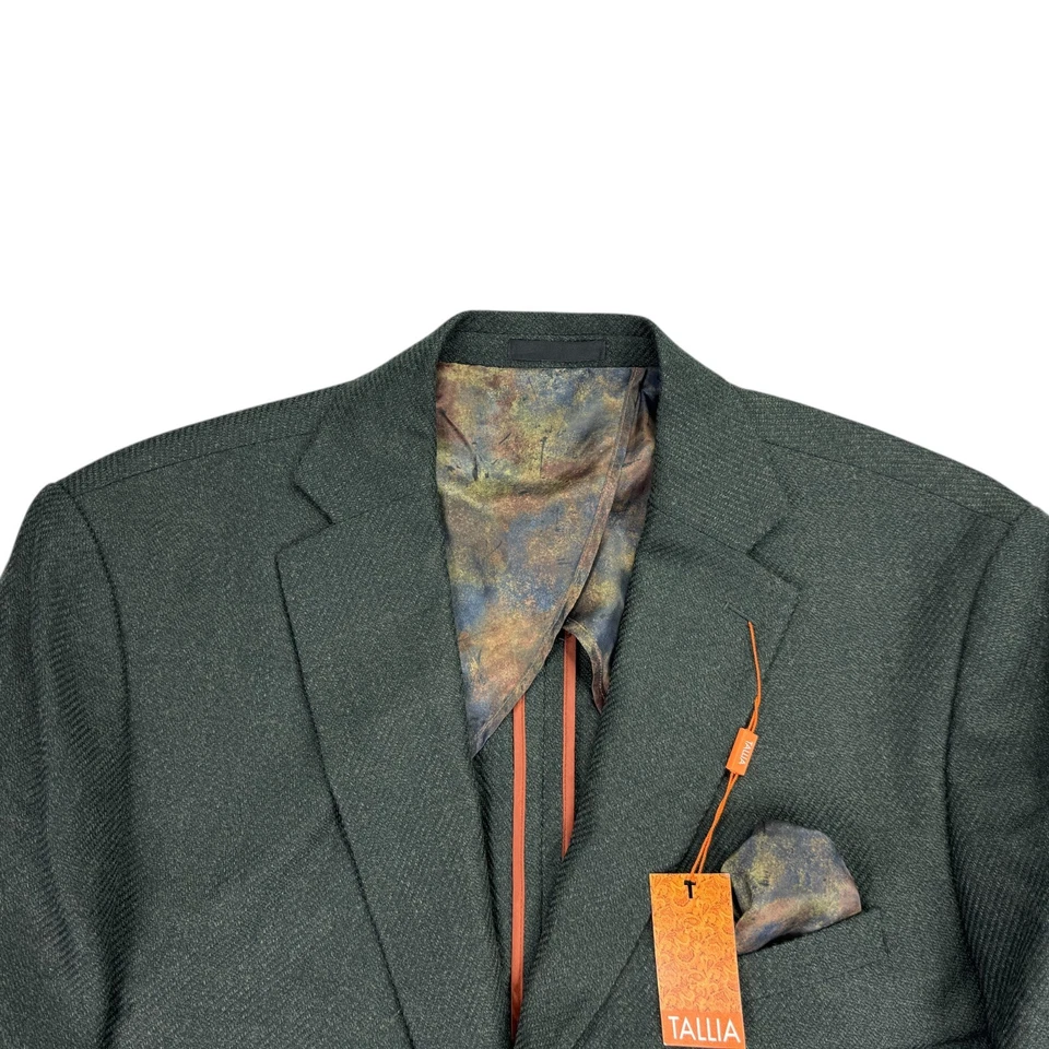 Abrigo deportivo Tallia para hombre ajustado mezcla de lana verde oliva 48R Foto 2 de 4