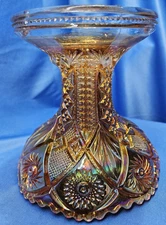 Vintage Marigold Carnival Heavy Glass Punch Bowl Base Ruffled