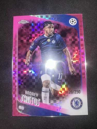 2025-26 Topps Chrome UEFA  Andrey Santos Chelsea FC #107 Pink X-Fractor /250