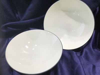 2 CRATE & BARREL KITA round VEGETABLE / PASTA BOWLS crackle finish EXCELLENT!