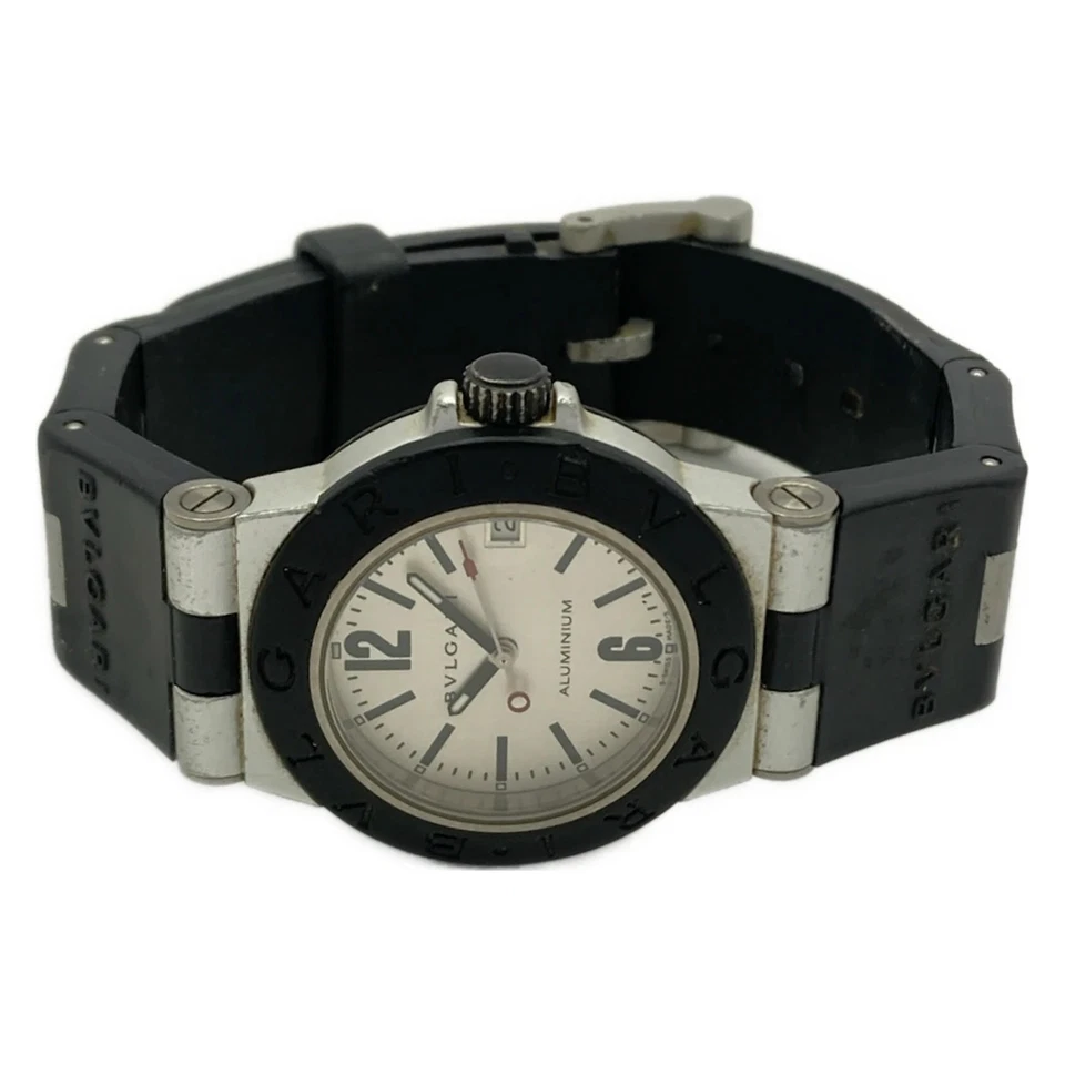 Auth BVLGARI Aluminum AL32TA M***** Black Silver Unisex Wrist Watch - Image 2 of 4