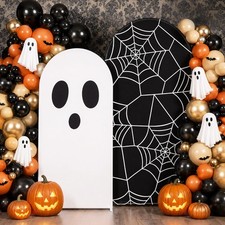 2 Pcs Halloween Arch Backdrop Covers Ghost Spider Web Stretchy Spandex Arch Stan