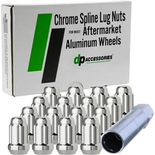 Chrome M12x1.25 Lug Nuts For Aftermarket Wheels - Closed End Spline - Set of 16