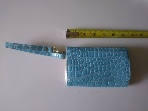 "UNIVERSAL CELL PHONE WALLET with WRISTLET" - Aqua Blue - NEW - Picture 2 of 6