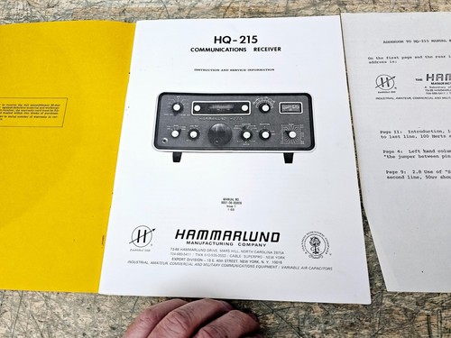 Odbiornik Hammarlund HQ 215 oryginalna instrukcja obsługi OEM nie przedruk - Zdjęcie 3 z 5