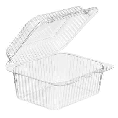 [100 PACK] 54oz Clear Hinged Food Storage Clamshell Container 6.32'' x 4.88''