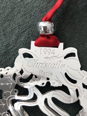 Ornement De Noël Christofle – Métal Argenté – Couronne De Houx – Année 1994 – Neuf