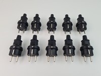 10 X Schuko Stecker Gummi Schwarz IP44 Schutzkontakt Gummi Stecker Schwarz