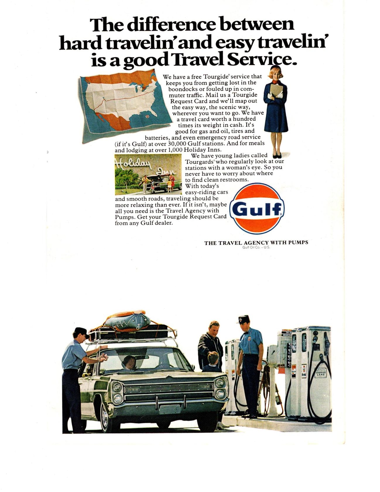 1967 Gulf Oil Company Full Service Gas Station Holiday Inn Hotel Travel