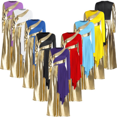 Women Jumpsuit Tunic Dancewear Choir Bodysuit Crew Neck Liturgical Rompers 