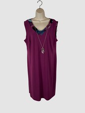 R M Richards Women's Purple Scoop Neck Necklace Dress Size 16