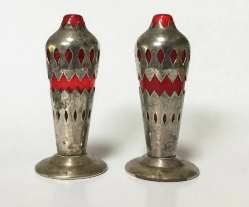Original Antique Silver Salt & Pepper Shakers