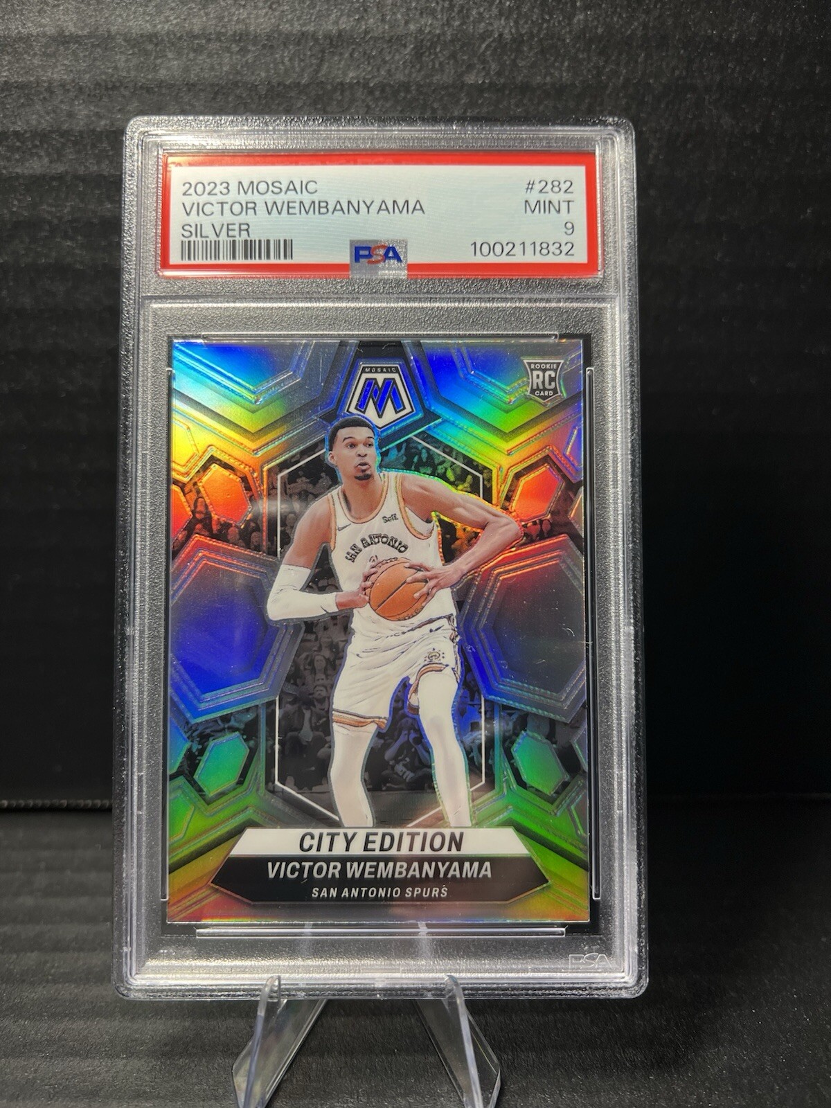2023 Mosaic Victor Wembanyama - City Edition Silver #282 - PSA 9 RC - Spurs