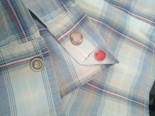 Diesel Check Shirt with amazing pearl snaps XL long sleeve Blue and White - Picture 9 of 10