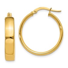 14k Yellow Gold 4.75mm Large Hoop Earrings L-21mm, W-4.75mm for Mom
