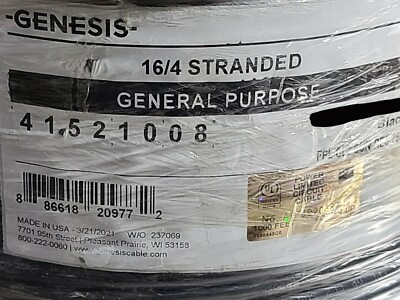 Honeywell Genesis 4152 16/4C Stranded Direct Burial Fire Alarm Cable Black /50ft