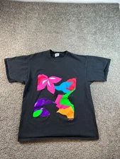 VINTAGE Gilda Marx Shirt Womens One Size Black Multicolor Art Work Single Stitch