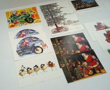 Lotto 17 cartoline solo anteriori moto natale venditore campione tecnica mista collage 