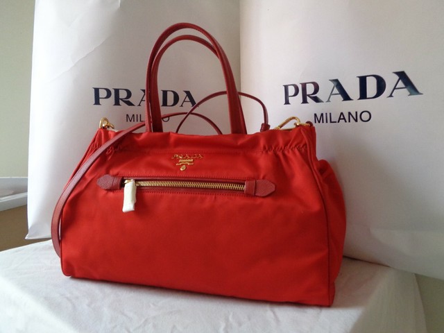 prada tessuto red nylon bag