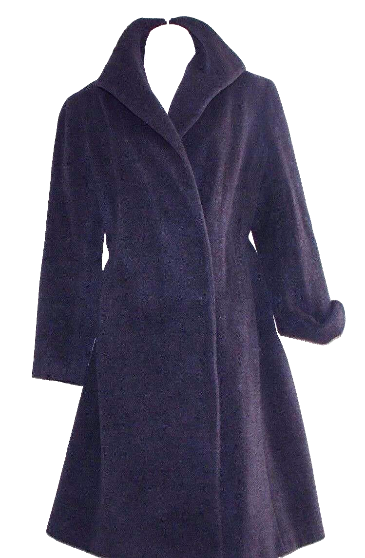 CALVIN KLEIN CHARCOAL GRAY ANGORA WOOL VENT WOMEN COAT SIZE:8 FIT