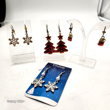 Christmas Earrings 4 Pair Trees Snowflakes Stockings