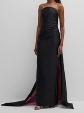 $4995 Monique Lhuillier Women's Black Bi-color Train Strapless Gown Dress Sz 0