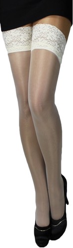 Halterlose Strümpfe Spitzenband breite Spitze Farben mit Lycra Gr S-XXL Naht EU - Bild 12 von 53