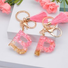 Resin Material Alphabet Key Chain Glitter Keyring Letter Keychain Bag Pendant