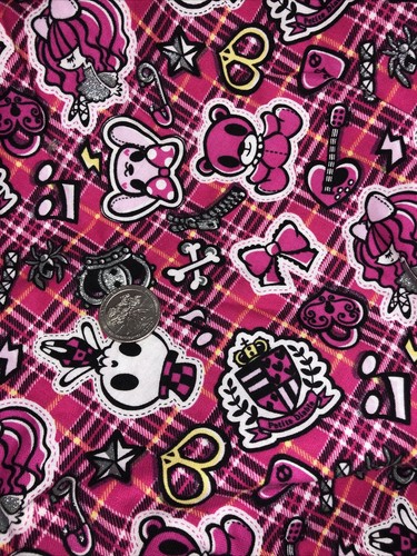 Petite Diable Anime Plaid Pink Fabric Cosmo Textile Sold by the Yard Cotton - Picture 5 of 6