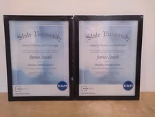 Pair of 8.5" x 11" Single Document Frame,  Certificates, Black. MASF19-272-40