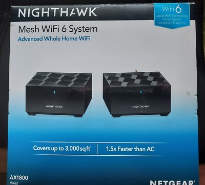 NETGEAR Nighthawk MK62-100NAS AX1800 Dual-Band Mesh Wi-Fi System