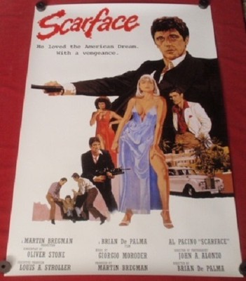Scarface Movie Poster 22x34 S/S Al Pacino Steven Bauer Michelle Pfeiffer