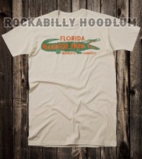 Retro Travel Tee T Shirt Vtg Tourist State Florida Gator Farm Alligator