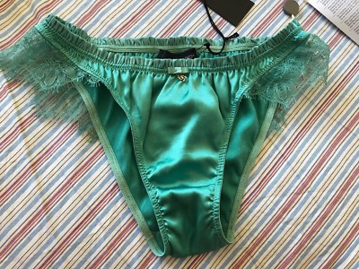 Dsquared Brief Size 2(S) Silk/lace Emerald Green Made In Italy