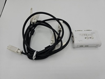 Trendnet TK-207K KVM-Schalter 2 PC GEBRAUCHT WEISS + USB VGA KABEL