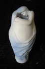 Vintage VAN BRIGGLE "Lorelei" Vase, white & blue with "TE" initials