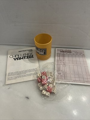 Challenge Yahtzee Board Game 1974 ES Lowe Milton Bradley 2420 Wood Dice Cup