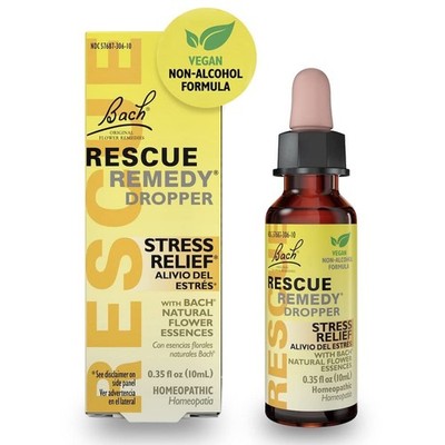Bach Rescue Remedy Dropper 10mL Natural Stress Relief Homeopathic Flower Essence