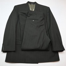 Vtg USA Made Double Breasted 43R 36x30 Green Striped Wool Mens Jacket Pants Suit