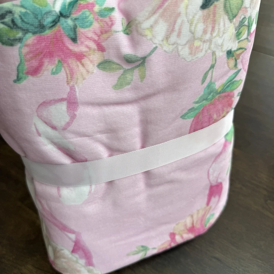 POTTERY BARN X LOVESHACKFANCY CABBAGE ROSE FLORAL PINK FAMILY BEACH TOWEL 64”SQ - Image 4 of 4